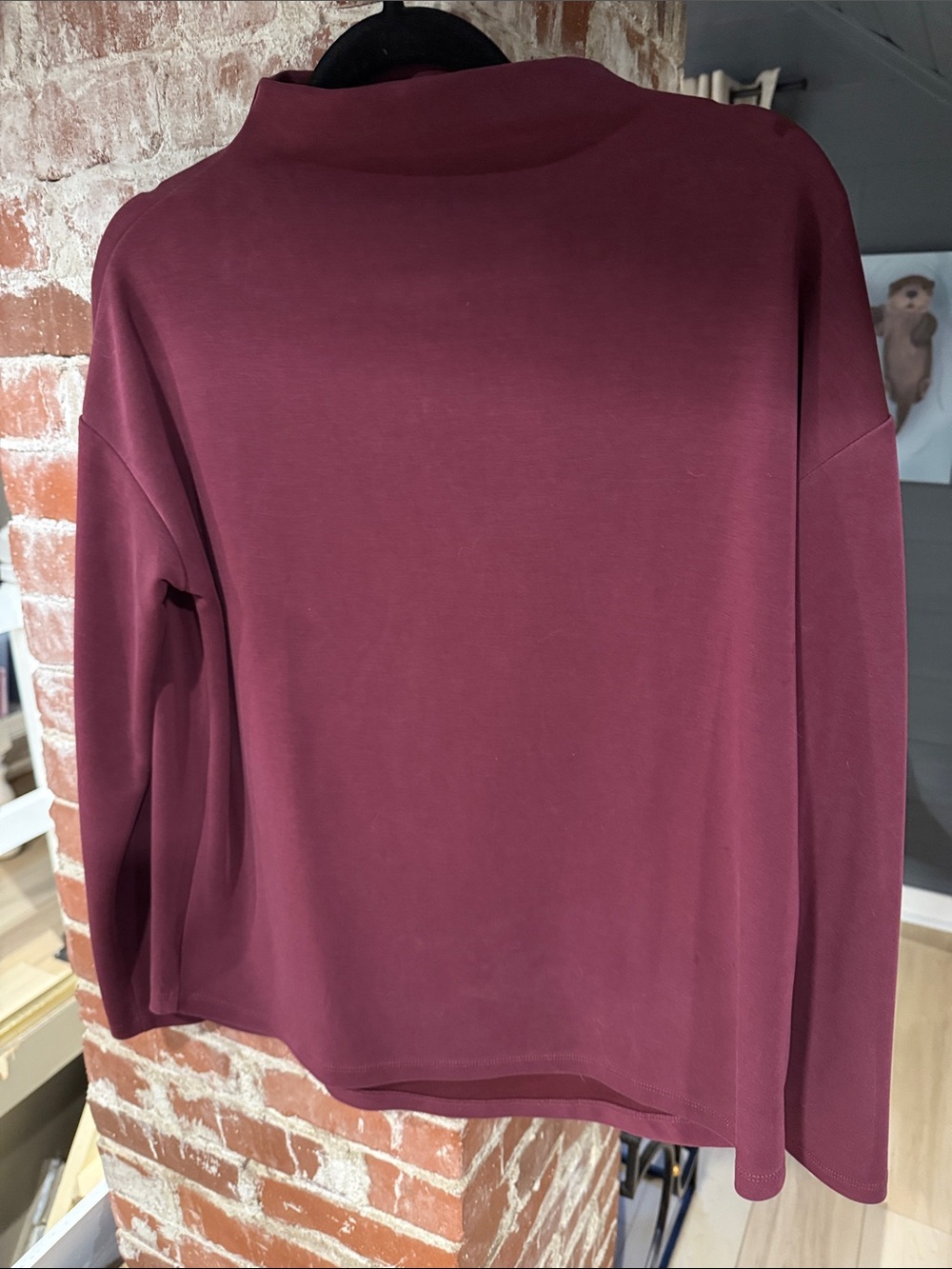 Up Women's Wine Mock Neck Long-Sleeve Top